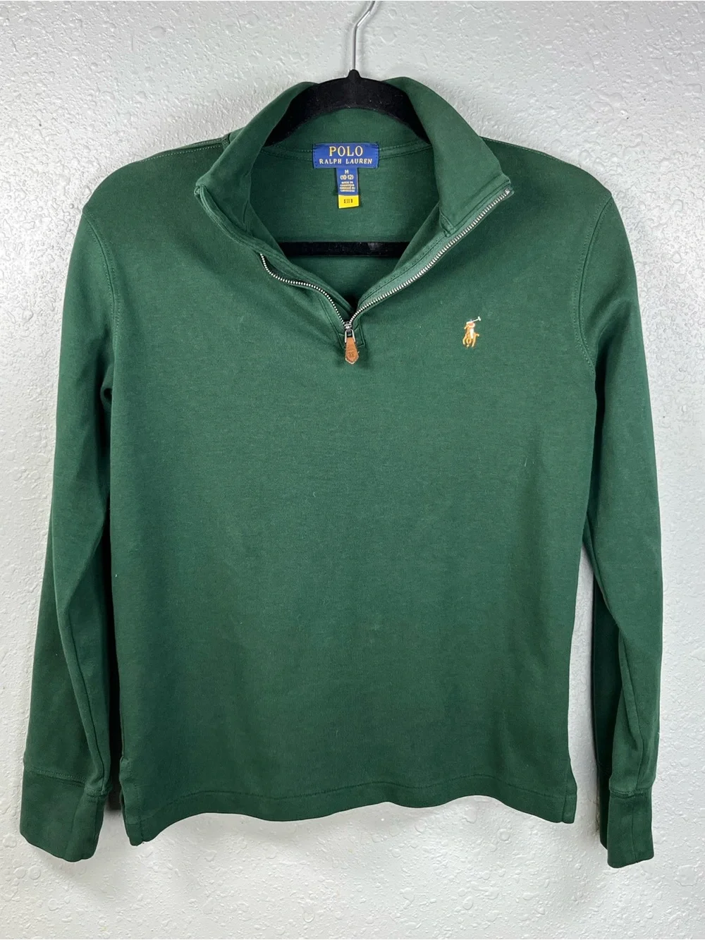 Polo Ralph Lauren Kids Quarter Zip Pullover Green Cotton M 10-12